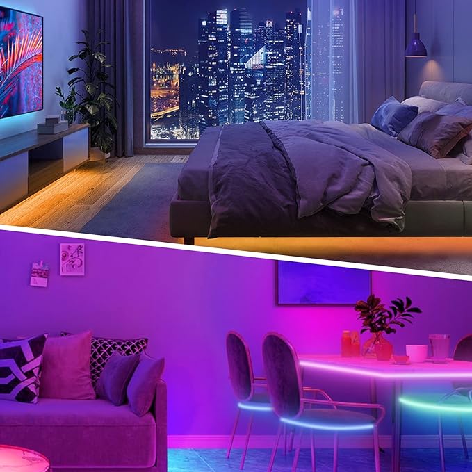 KSIPZE 200ft (2 Rolls of 100 ft) Led Strip Lights RGB Music Sync Color Changing Bluetooth Led Lights with Smart App Control Remote Led Lights for Bedroom Room Lighting Flexible Home Décor