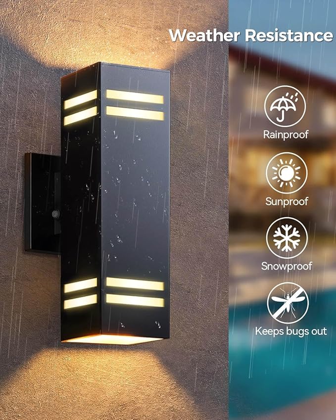 KIZON Smart Porch Light RGBCW Dusk to Dawn Outdoor Light Fixture, WiFi APP Control Outdoor Sconce Up Down Lighting Outside Lights for House Patio, Compatible with Alexa Google Assistant, ETL Listed