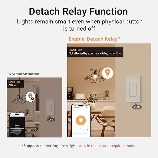 SONOFF Zigbee Smart Light Switch, Required SONOFF Zigbee Hub, Interruptor Inteligente, Smart Switch No Neutral or with Neutral, Voice Control with Alexa Google Home, Zigbee Switch ZBM5-2C-120W