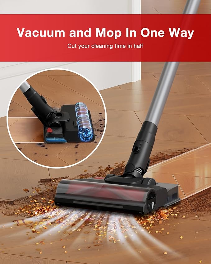 Yeedi C12 Combo Cordless Stick Vacuum & Robot & Mopping, All-in-one Cleaning Combot, with Dual Auto Self-Emptying, 10000Pa Suction & Lightweight, ZeroTangle Brush for Hard Floor, Carpet & Pet Hair