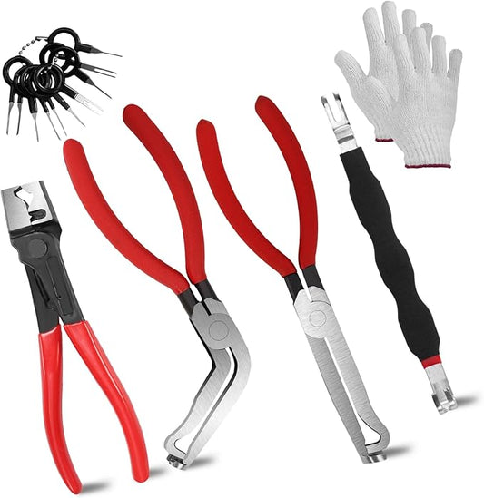 5 PCS Electrical Disconnect Pliers Connector for Cars,8in Multi-Use Tool Kit to Remove Automotive Connectors,Sensors,Terminal,Electrical Pin,Panel Clip Pliers,Safety Wire Plier,Fuel Line Clips
