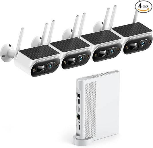 Camcamp Solar Security Cameras Wireless Outdoor, 2K Home Security Camera System, Quick Installation, No Subscription, PIR Smart Detection, 10CH Expandable NVR for Surveillance, 5G & 2.4G WiFi