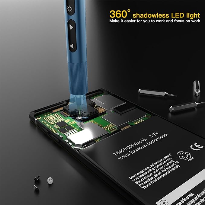 Electric Screwdriver Sets, 55 in 1 Mini Electric Screwdriver Rechargeable, Precision Screwdriver Kits with Magnetic Bits, Small Power Screwdriver Set for Phone, Glasses, Blue