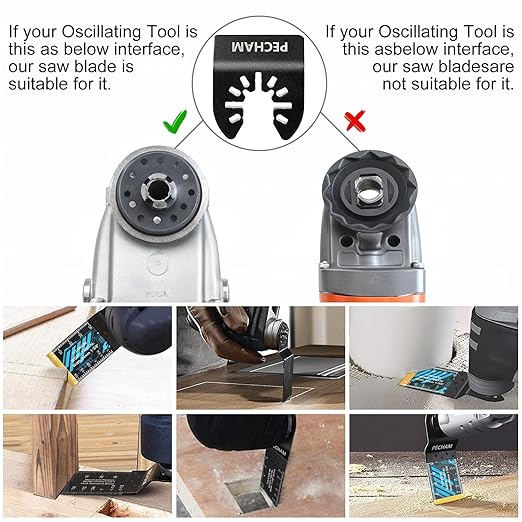 Oscillating Saw Blades, PECHAM 45PCS Professional Universal Titanium Multitool Blades for Wood Plastics Metal Quick Release Multi Tool Kits Fit Rockwell Ridgid Ryobi Milwaukee Chicago Craftsman