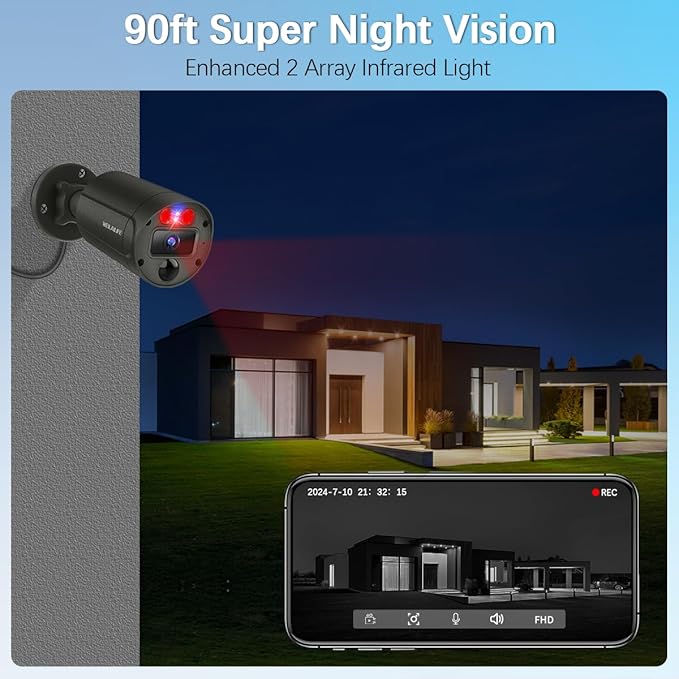【Flashing LEDs Visual Alert】 Wired Security Camera System, Wired Cameras for Home Security, NVR Security Camera System,Home Video Surveillance System