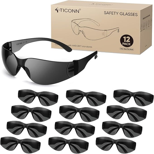 TICONN Clear Safety Glasses for Men, Safety Goggles with Scratch Impact Resistant Meets ANSI Z87.1 Standard