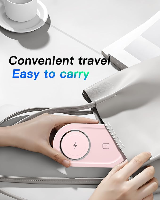 Upgraded 3 in 1 Wireless Charging Station for Apple Devices, Faster Mag-Safe Charger Stand, Magnetic Charger Station for iPhone 17/16/15/14/13/12 Series & AirPods Pro & Apple Watch Series (Pink)