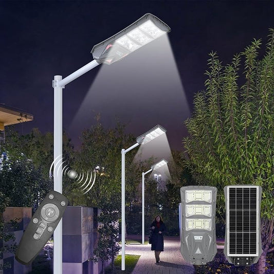 10000LM Solar Street Light Aluminium Outdoor Light, Motion Sensor Waterproof Solar Power Wall Patio Flag Lights for Garden Yard Garage with Remote (1000W)