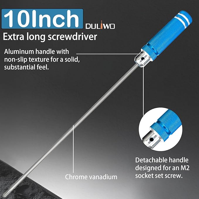 10-Inch Flat Head Screwdriver, Long Screwdriver with Detachable Aluminum Handle, Durable High-Torque for Auto Repair, Tight Spaces, and Home DIY, Extra Long