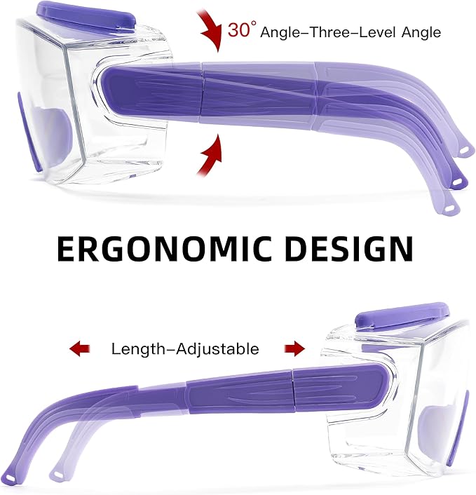 Safety Glasses Over Eyeglasses Anti Fog Safety Goggles Protective Glasses With Adjustable Frame For Men Women