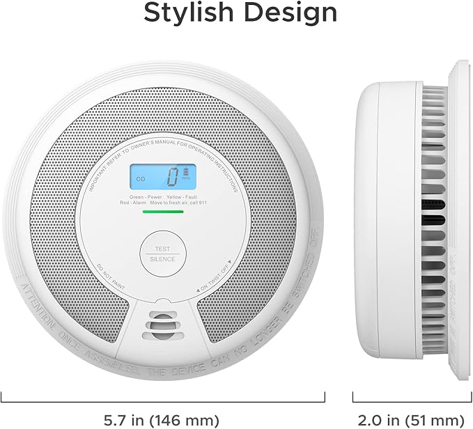 X-Sense 10-Year Battery Combination Smoke Carbon Monoxide Alarm Detector with Large LCD Display (Standalone Model)
