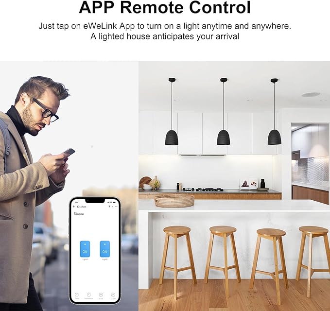 SONOFF Smart Light Switch, 2.4GHz WiFi Touch Smart Wall Switch for Lights, 2 Gang 1 Way TX T0, White, Supports Alexa and Google Home, Manual and Automatically Operation