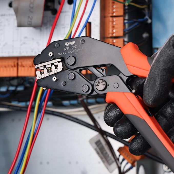 iCrimp Rachet Crimping Tool for Open Barrel Terminals, AWG 22-10 Wire Crimper, Electrical Crimp Tool, X2010 Jaws