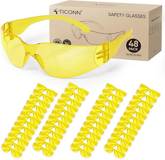 TICONN Clear Safety Glasses for Men, Safety Goggles with Scratch Impact Resistant Meets ANSI Z87.1 Standard