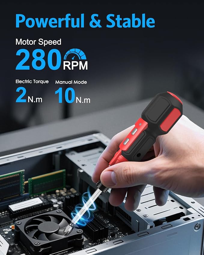 AMIR Cordless Power Screwdriver, Rechargeable Electric Screwdriver Sets, Portable Automatic Home Repair Tool Kit, Motorized Screwdriver with USB Cable and LED Lights