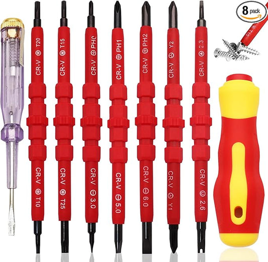 Insulated Screwdriver Set Electrician Tools Kit, 14 IN 1 Magnetic Screwdriver Set Interchangeable Tools Screw Driver Set Kit for Household Repair (with Tester)