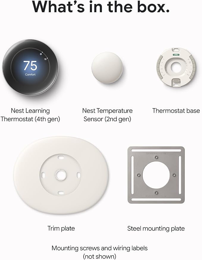 Google Nest Learning Thermostat (4th Gen, 2024) with Nest Temperature Sensor - Energy Saving Smart Thermostat - Works with Alexa, Apple HomeKit and Google Home App - Polished Gold