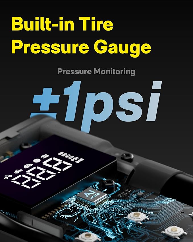 HOTO Air Pump ADV, Tire Inflator Portable Air Compressor with Digital Pressure Gauge 150PSI, Electric Tire Pump with 2 * 2000mAh Battery, Air Compressor Fits for Car, Motorcycle, Bike, Ball