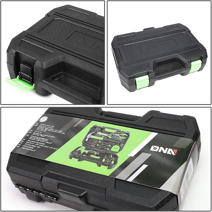 DNA MOTORING 27pcs 12V 1300mAh Cordless Drill Set, Drill Driver Home Tool Kits Combination Tool Set, Tool Kit with Drill For Home, DIY, Maintenance, Green, TOOLS-00018