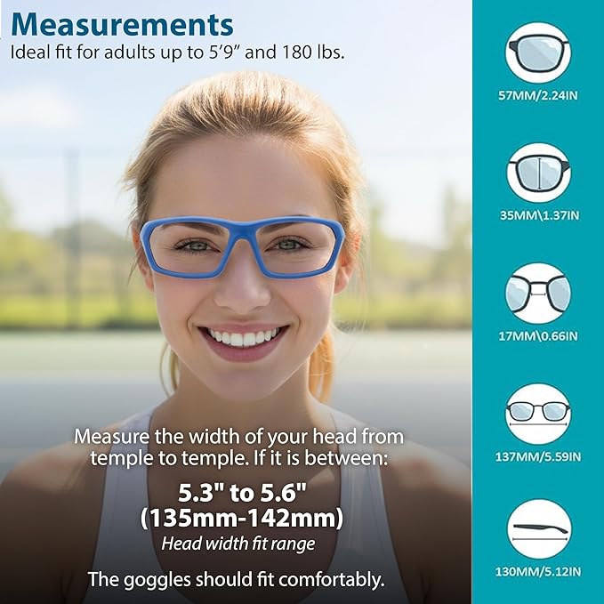 BLUE CUT Sports Protection Goggles, Anti-Fog Lenses Safety Glasses for Basketball, Pickleball and All Outdoor Sports
