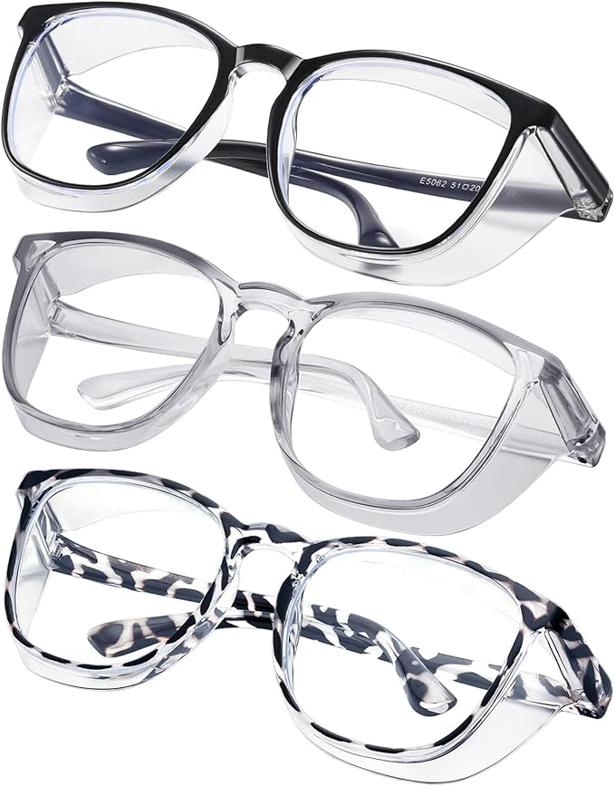 Safety glasses Goggles Nurses Protective Eyewear - Anti Fog Square Frame Stylish Clear Glasses for Women Men