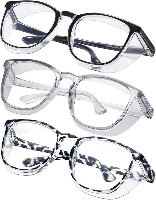 Safety glasses Goggles Nurses Protective Eyewear - Anti Fog Square Frame Stylish Clear Glasses for Women Men