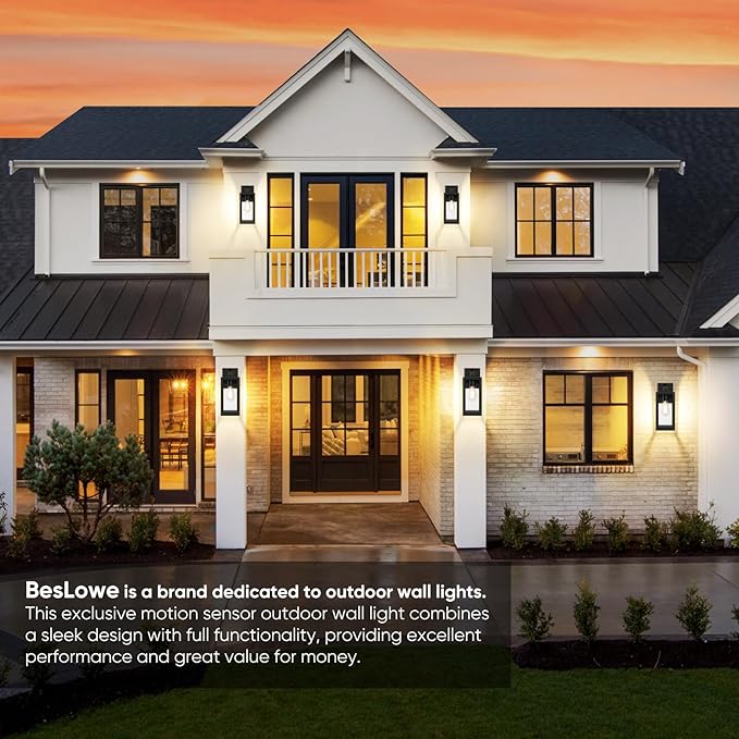 2-Pack Upgraded Motion Sensor Outdoor Wall Lights, Dusk to Dawn Porch Lights Outdoor Wall Sconce Lantern, 3 Lighting Modes Exterior Lighting Fixtures, Bronze Outside Lights for House Front Door Garage