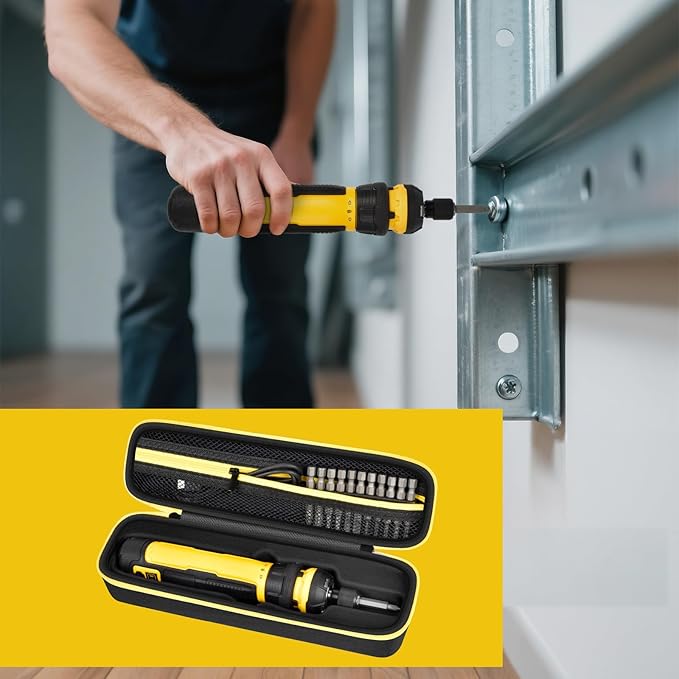 Electric Screwdriver Set Case for DEWALT Cordless Screwdriver (DWHT66719) and Screwdriving Bits, Tools Organizer for Driver Drill Bits, with Internal Pockets and Carry Handle (Box Only) (Black)
