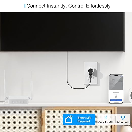 EIGHTREE Smart Plug 2025 Upgrade to 15A, Bluetooth & Wi-Fi Outlet Plug Dual Connection, Voice Control, Remote Control Outlet Timer Indoor, Smart Plugs That Work with Alexa & Google, 2.4GHz Wi-Fi Only