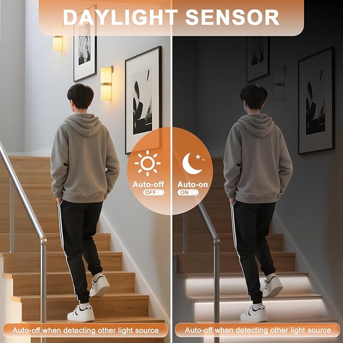 Smart Motion Sensor Stair Light for Indoor Use with Main Wire, No Wiring Required 40 inches Long COB LED Stair Lights Indoor with Remote Controller (Cool White 6000K, 16 Stairs)
