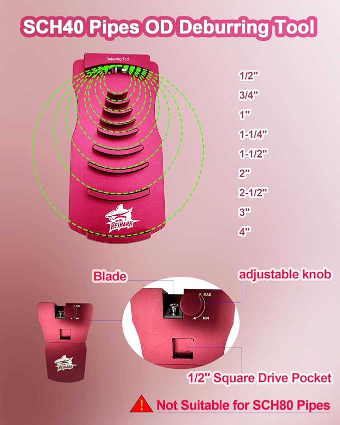 10 Pcs PVC Pipe Reamer Kit with 9 in 1 PVC Pipe Deburring Tool, Adjustable Chamfers, Plumbing Tools Compatible with 1/2 inch-4 inch for SCH40