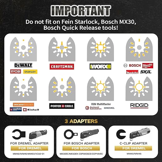 12PCS Titanium Oscillating Tool Blades, Professional Universal Titanium Oscillating Saw Blades Multitool Blades Kits for Metal Wood Plastics, Dewalt Milwaukee Ryobi Fein