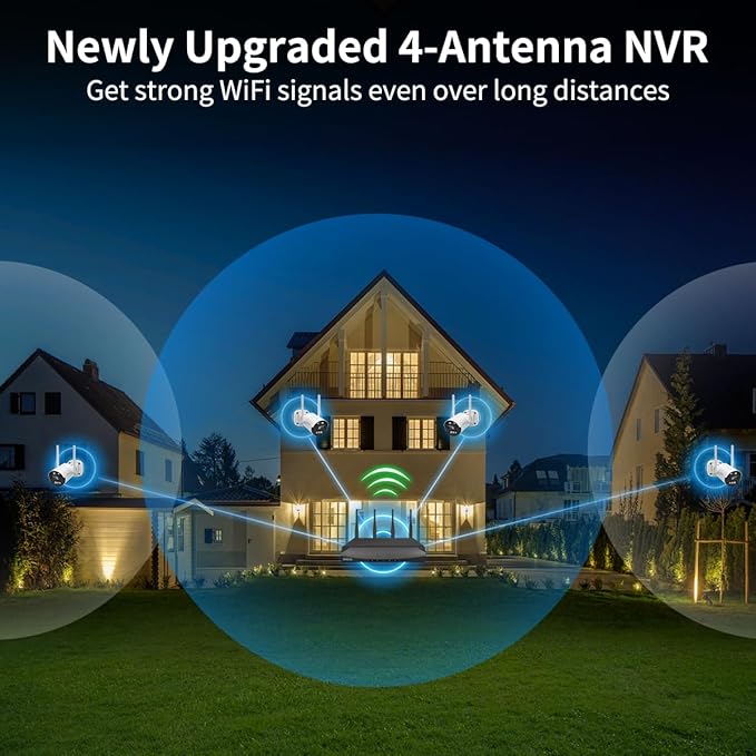 《130°Wide Angle & Two-Way Audio》Wireless Security Camera System Outdoor, WiFi Cameras for Home Security,Video Surveillance Systems