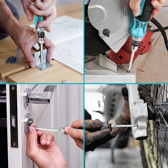 DURATECH Ratcheting Screwdriver, 12-in-1 Multi-bit Screw Drivers, Premium S2 Steel, Innovated Bits Quick-Load Mechanism, with Phillips, Slotted, Torx, Square Bits Stored in Handle