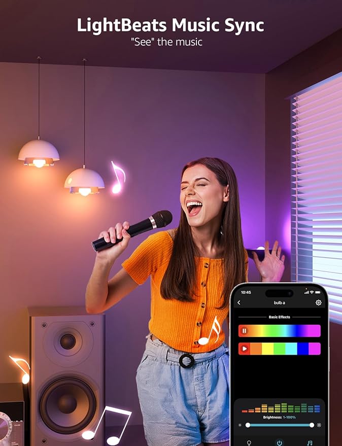 Lepro B1 AI Smart Light Bulbs - WiFi & Bluetooth RGBWW Color Changing LED Bulb Compatible with Alexa & Google Assistant, AI Generated Lighting LLM, AI Voice Control, Music Sync, 2.4GHz Only, 4 Pack