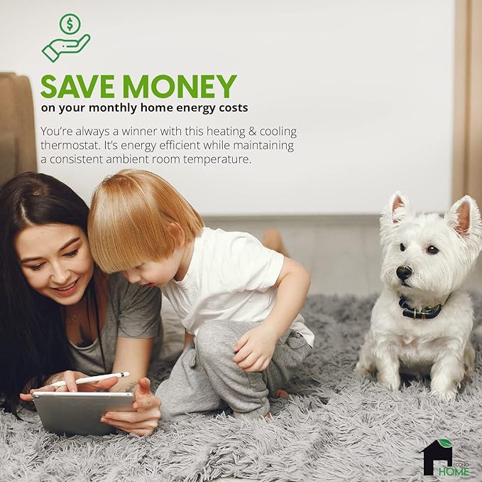 EconoHome Adjustable Thermostat - Universal Plugin Heating & Cooling Thermostat - Compatible with Most EconoHome Wall Mount Space Heaters