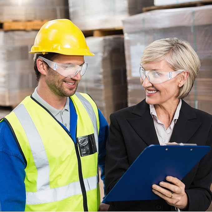 Weewooday 48 Pcs Safety Glasses One Size Safety Eyewear Eye Protection Goggles with Clear Protective Lens for Work Lab