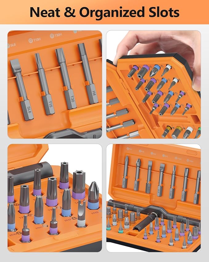 AMIR 42 in 1 Ratchet Screwdriver Kit with 40 PCS Magnetic Bits, Repair Screwdriver Set with Rotatable Ratchet Handle, Versatile Ratchet Handle Screwdriver Set with Carry Case