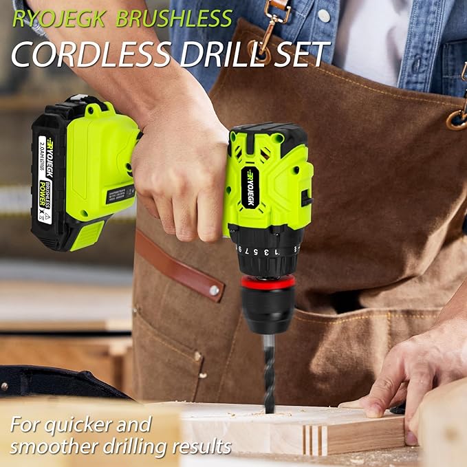 Home Tool Set with Brushless Drill, 20V 119PCS Cordless Drill Tool Box with Battery, Tool Kit with Drill for Men & Woman, 24+1 Keyless Metal Chuck Brushless Drill Set for Household Repair Kit