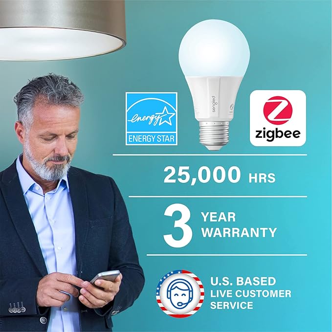 Sengled Zigbee Smart Light Bulbs, Smart Hub Required, Works with SmartThings and Echo with Built-in Hub, Voice Control with Alexa and Google Home, Daylight 60W Equivalent A19 Alexa Light Bulb, 2 Pack