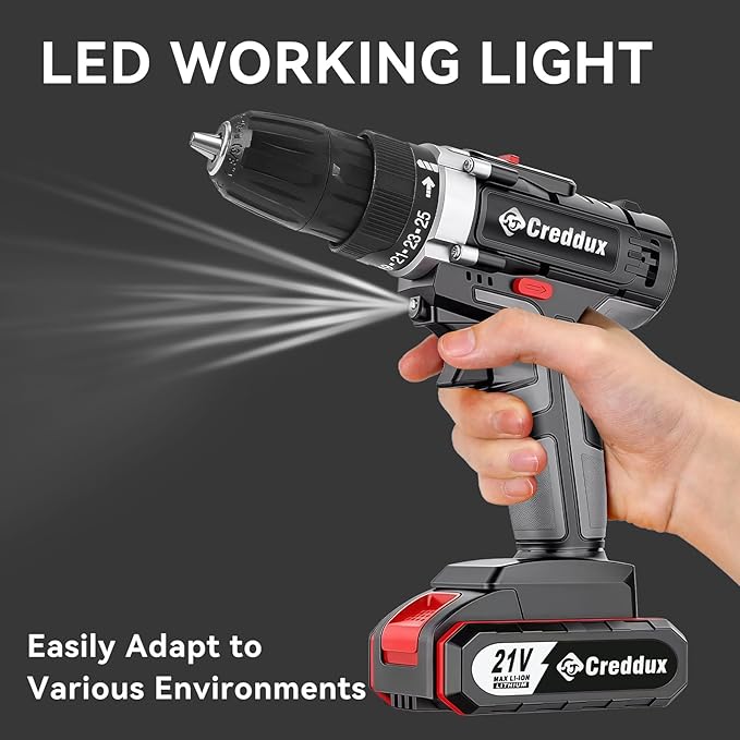 Cordless Drill Set 21v Power Drill Cordless With Battery & Charger, 84pcs Accessories Electric Drills Variable Speed, 3/8" Keyless Chuck (Black kit)