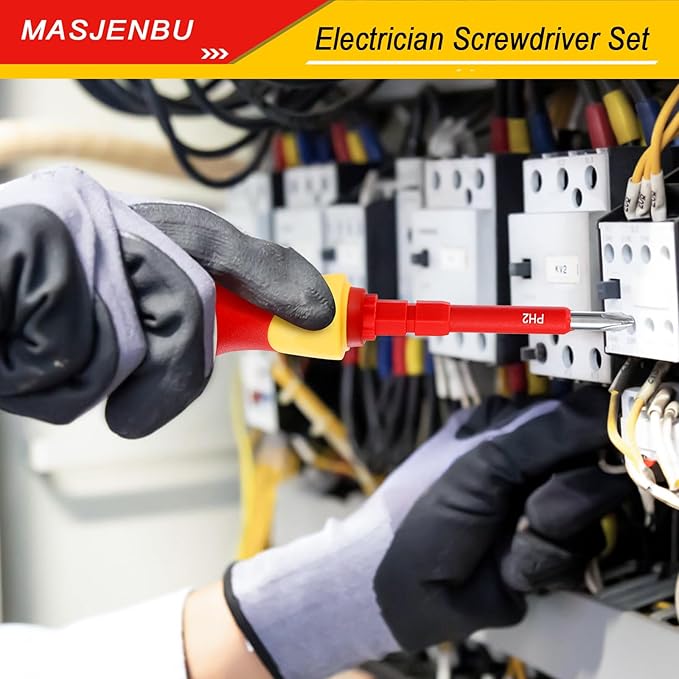 1000V Insulated Electrician Screwdriver Set, 29-pieces Screw Driver Set Kit, CR-V Magnetic Screwdriver Tool Set, Professional Electrician Tools Phillips Slotted Torx Hex Square with Voltage Tester