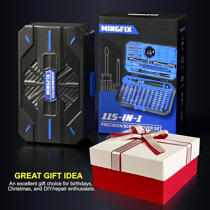 Precision Screwdriver Set with 103 Multi Bits, MINGFIX 115 in 1 Small Magnetic Repair Tool Kit for MacBook,Laptop,PC,Computers, iPhone, Electronics,PS5,PS4,Nintendo Switch, Xbox,Watches & Eye Glasses