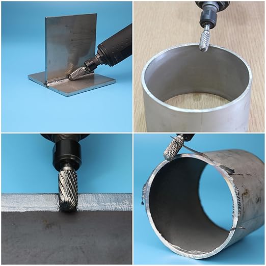 8Pcs Carbide Burr Set 1/4 Shank w/Clear Box Max Head Dia 12mm Die Grinder Bits Rotary Tools Attachment Kit Rasp Accessories Metal Wood Stone Steel Grinding Deburring Cutting Porting Carving