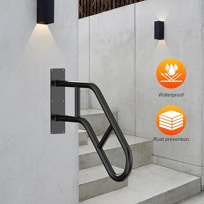 Handrails for Outdoor Steps ,22.8" Stair Railing Indoor1-3 Step, U-Shaped Safety Handrails for Kids, Elderly, Pregnant Women, Disabled(Upgraded U-Shaped handrail)