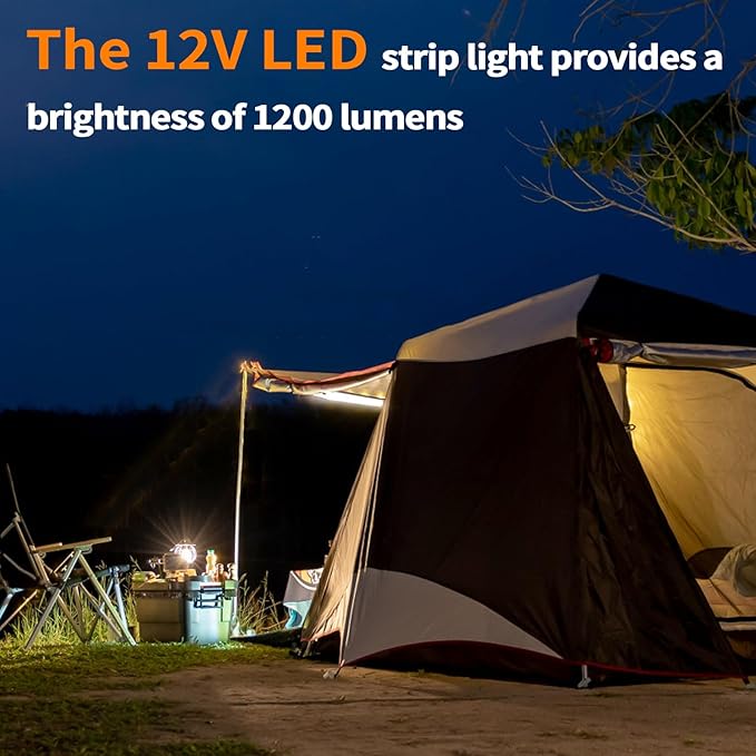 12V Led Light Strip,RV Awning Lights with 2835 LED Chips,IP67 Waterproof Led Light Bar for Outdoor Camping and Overland