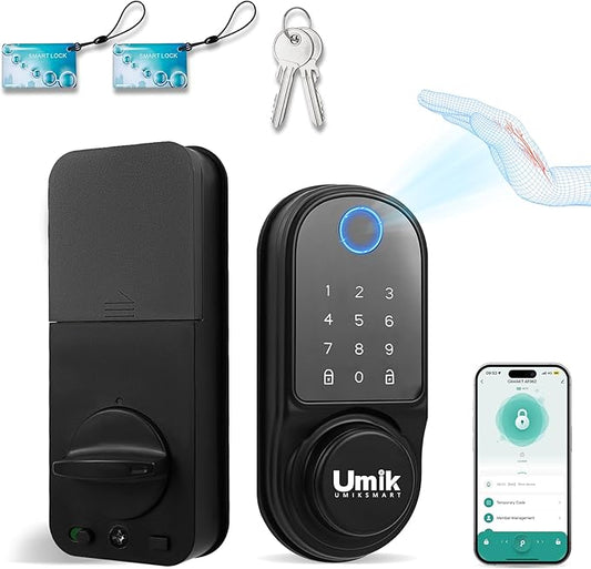 Smart Door Lock with Palm Vein, 5 in 1 Keyless Entry Door Lock, Electronic Keypad Deadbolt for Front Door, IP65 Waterproof, Easy Install, Auto Lock (Black)