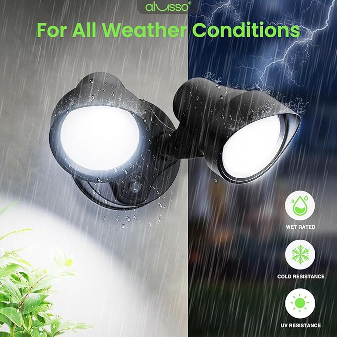 ALUSSO® Dusk to Dawn Outdoor Lighting, 25W 2000LM Dusk Till Dawn Outdoor Light, 3000K/4000K/6000K 3CCT IP65 Security Lights ETL Listed Dusk to Dawn Hardwired for House Garage Yard Walkway Black 1 Pack