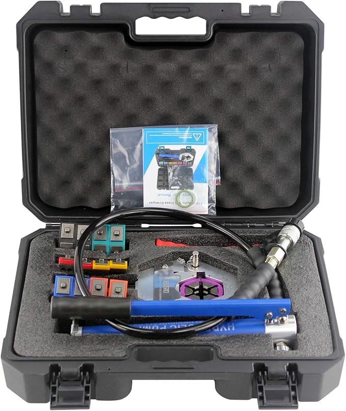IBOSAD Hydraulic Hose Crimper Hydra-Krimp 71500 Manual A/C Hose Crimper Kit Air Conditioning Repaire Handheld Hydraulic Hose Crimping Tool (Split with Manual Pump)