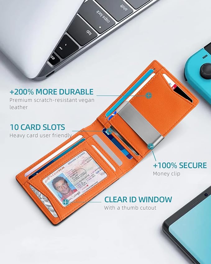 Zitahli Men's Wallets Airtag Holder Slim Rfid Leather with Gift Box